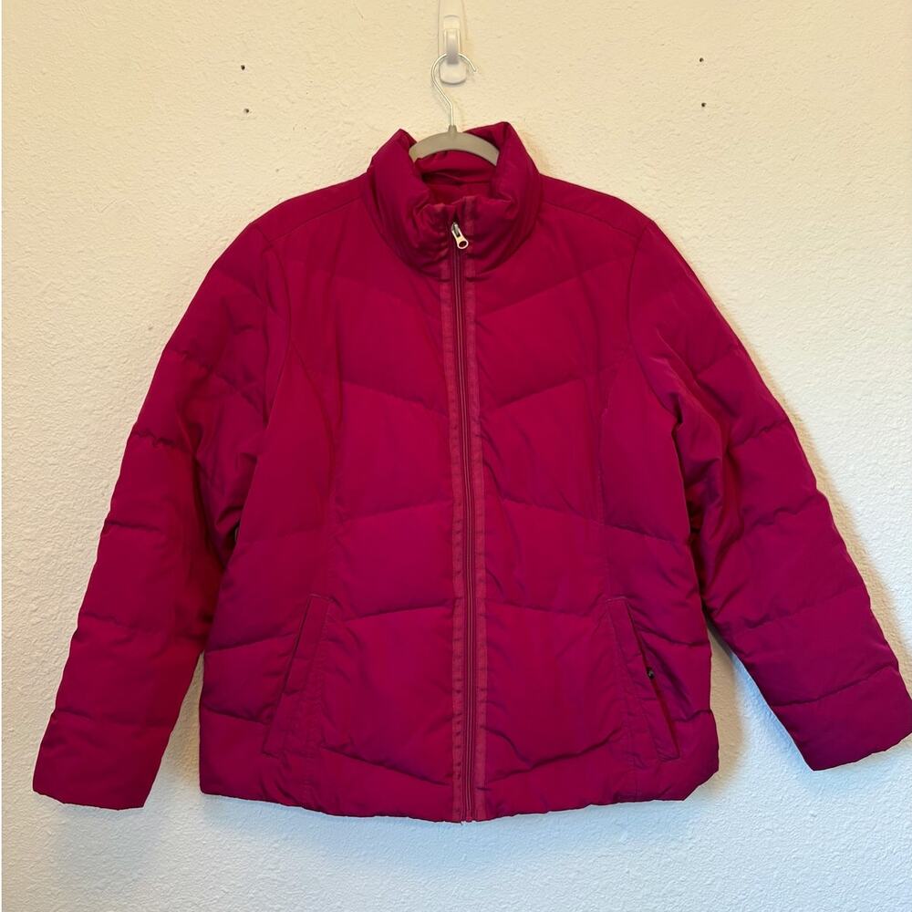 Lands' End Fuschia Down Puffer Jacket Coat Large